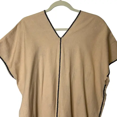 Kukul Boutik Merida Mexico Tan Kaftan Black Embroidery Artisan Artsy Aztec O/S Size undefined