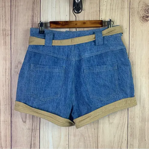 Choosy Blue and Tan Denim Jean Shorts with Bow Belt Size 10