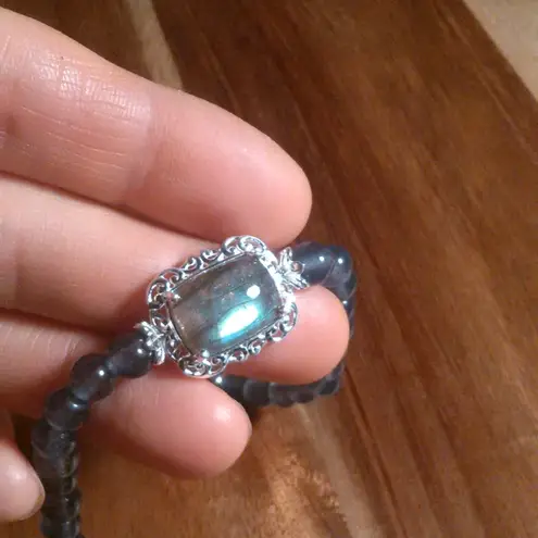 Malagasy Labradorite and Quartzite Sterling Silver Bracelet