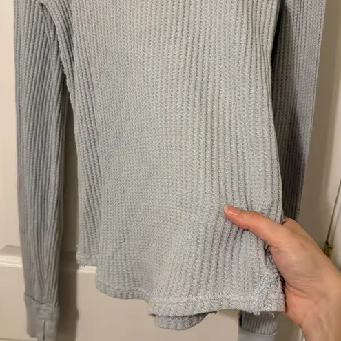 Free People We The Free Roll With It Thermal Size Large Blue  Waffle Knit
