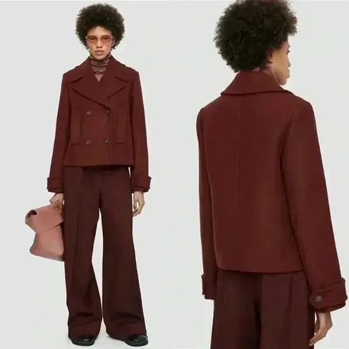 Joseph Diagonal Wool Dove Coat in Raisin Size 38 Medium 6 US