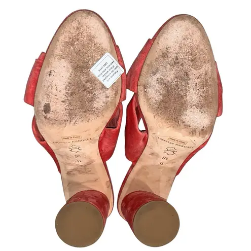 Loeffler Randall Coco Pink Knotted Velvet Block Heel Slides Mules Sandals 9.5