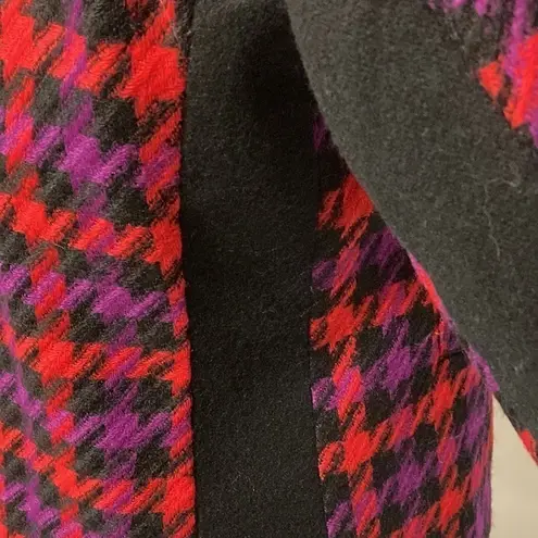 Albert Nipon Houndstooth Plaid Wool Blazer Red Size 4 - Image 8