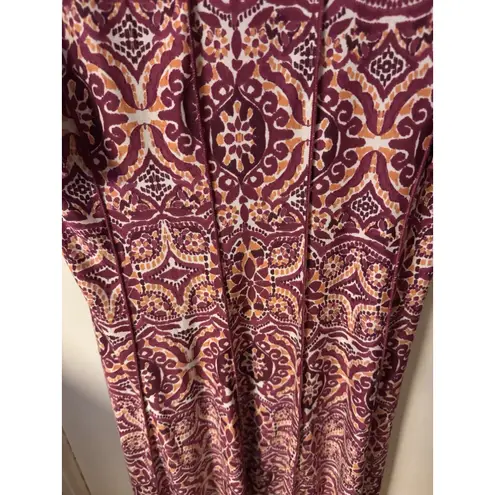 Sami & Jo Short Sleeve Midi Dress W/Burgundy And Orange Paisley Print Size L