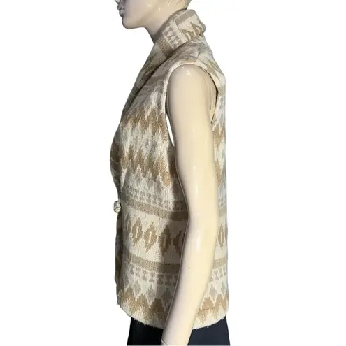 Ralph Lauren Women’s Size M Southwestern Aztec Cream Tan Horn Wool Sweater Vest Size M