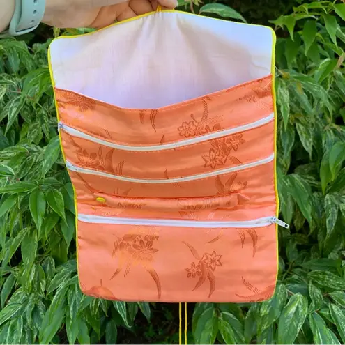 Coral Jewelry Roll | Silky/Satin Fabric | Travel Bag, Purse, Pouch, Asia Pink