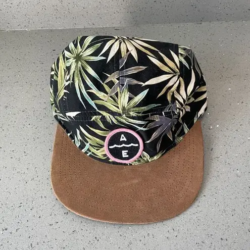 American Eagle  AE Tropical Patch Suede 5 Panel Strapback Hat Cap Adult