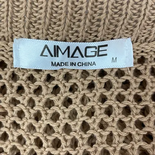 AIMAGE Tan Knit Ruched Semi Sheer Mini Skirt M 2BJ123 Brown Size M