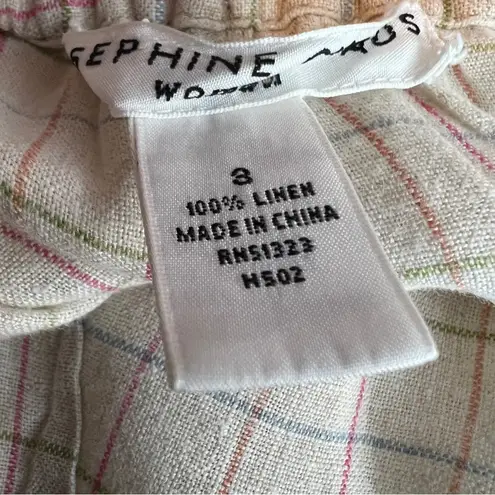 Josephine Chaus Woman Size 3 100% Linen Plaid Capris w/Stretch Waistband