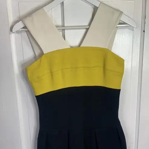 Lida Baday Chartreuse Black Color block Ponte Knit Bodycon Dress W