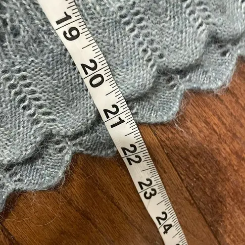 Fat Face UK green pointelle alpaca blend scalloped sweater 6