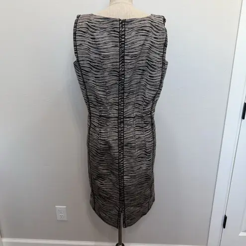 Lafayette 148 Sz 12 Dress Sheath Pencil Animal Print Sleeveless Career Work Tan