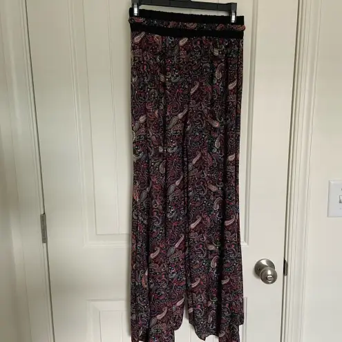 Women’s casual paisley patterned flare pants — XS Black
