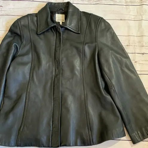 Anne Klein  size L Large 100% leather black jacket