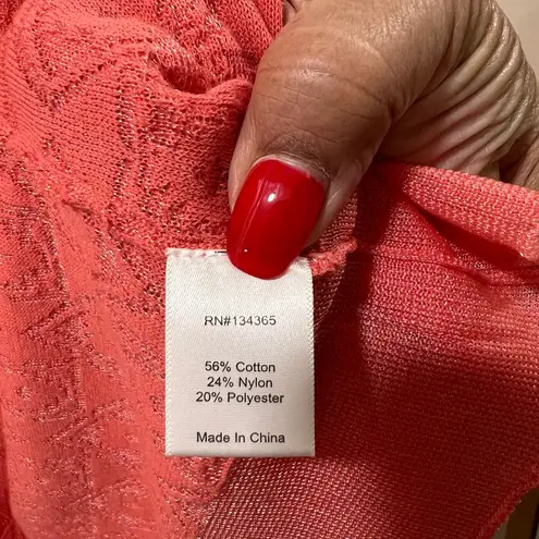 Sigrid Olsen White Embroidered Tunic Dress with Coral Cardigan Set Medium