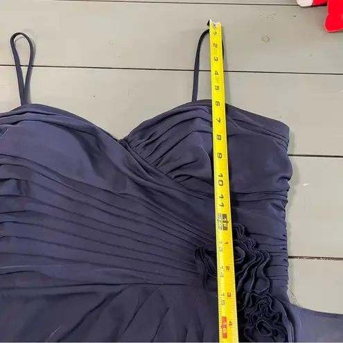 Camille La Vie Evening Gown Navy Draped w/ Fabric Flowers Size 14
