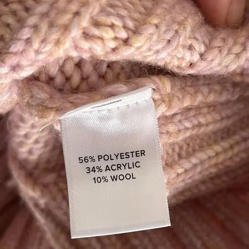 Evereve Wool Blend Chunky Cable-Knit Pullover Sweater Pink Marbled Sz XS