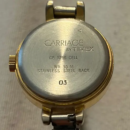 Carriage By Timex Womens Two Tone Silver Gold Stretch Band Quartz Watch