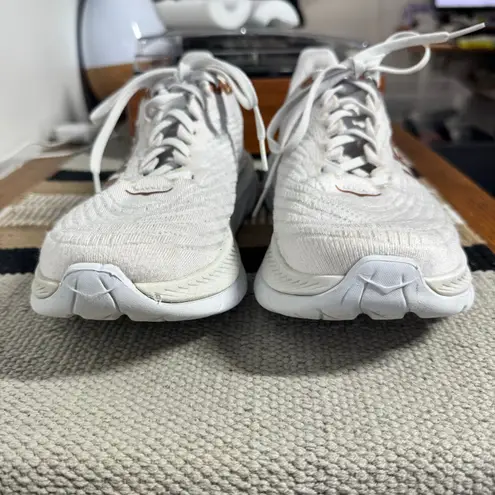 HOKA Mach 5 Profly Running Sneaker Women 9B White Copper Athletic Athleisure Gym Size 9