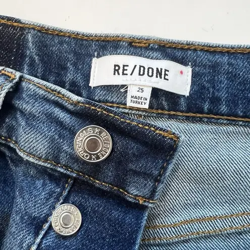 RE/DONE REDONE Sz 25 70s Ultra High Rise Stove Pipe Jeans Broken in Dark