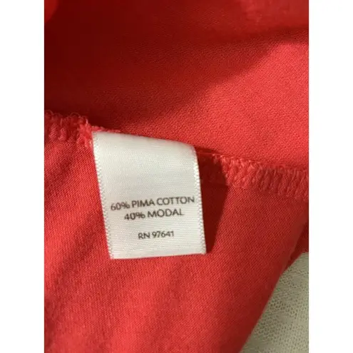 J. JILL Size Large Stretch Jersey Button Up Tunic Top Orange Red Career Pima