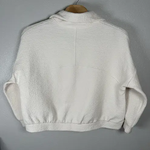 NEW Calia Womens XL 1/4 1/2 Zip Pullover Cream Textured Oversized Athleisure