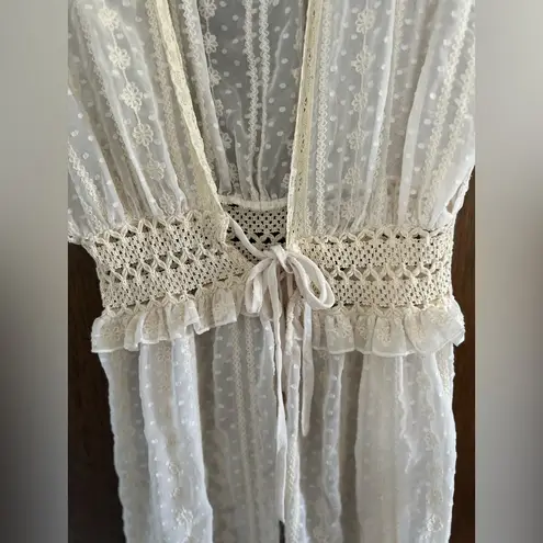 House Of Harlow 1960 Cream Sheer Lace Crochet Cardigan Duster Cover Up One Size Size undefined