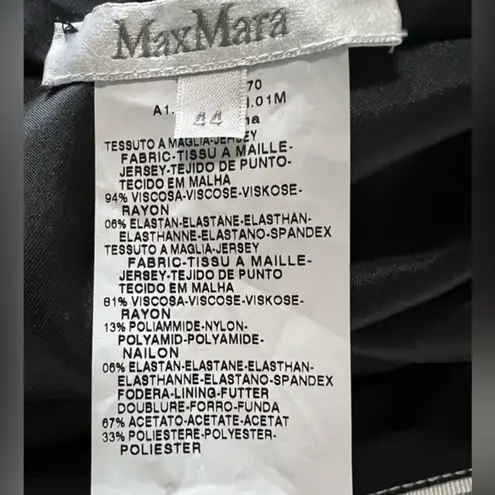 Max Mara Gonna Solid Black Pleated Pencil Skirt Size 44 NWT