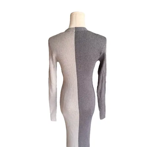STAUD - Shoko Sweater Dress Gray Colorblock Midi Sz M
