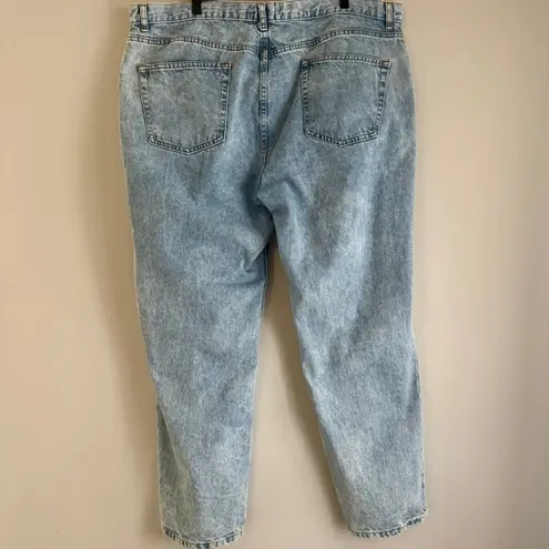 ASOS Design Curve Acid Wash High Rise Straight Leg Boyfriend Fit Jeans Size 18 Blue