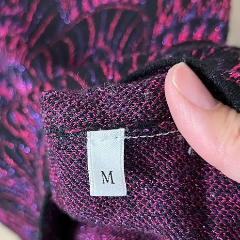 Nenette Milano Black Purple Geometric Metallic Mock Neck Sweater Dress Size M Size M