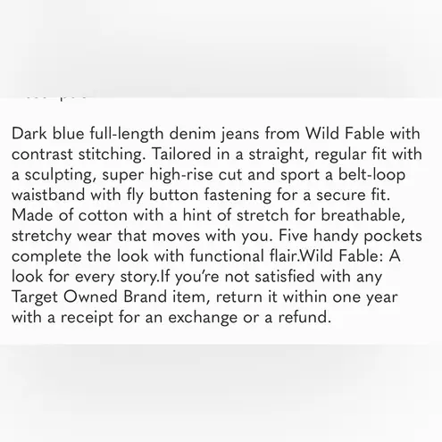 Wild Fable New  Super High Rise Straight Leg Button Fly Blue Jeans Size 0