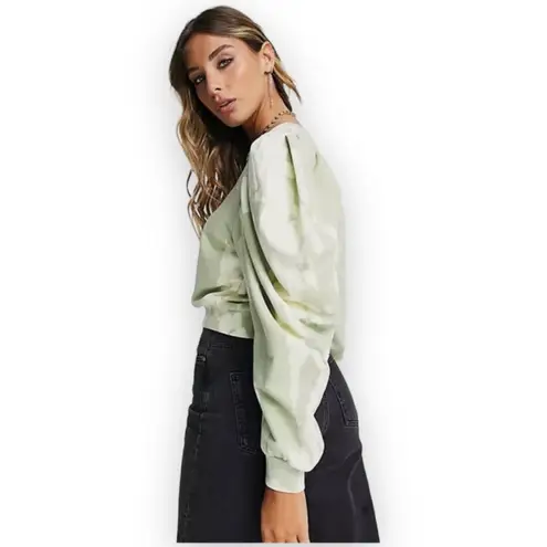 ALLSAINTS Elizah Tie Dye Drape Sleeve Sweatshirt Size Small Greenstone