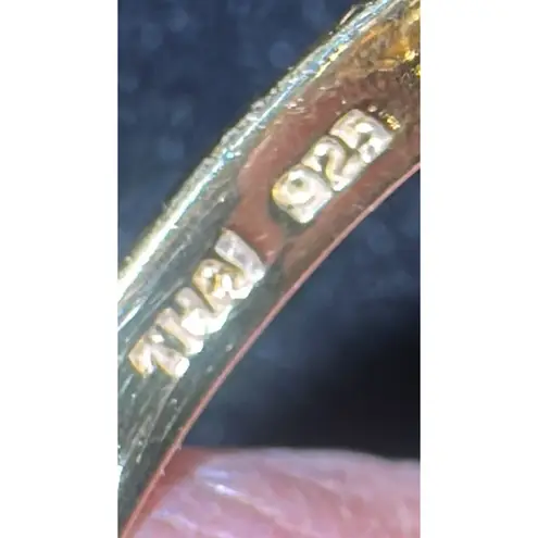 925 Sterling Silver Natural Blue Sapphire With CZs Size 7