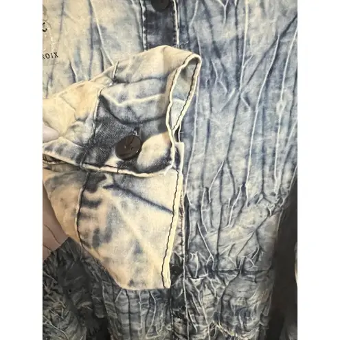 Kroix Dress Womens 1X Yellow Denim Distressed Asymmetrical High Low Layered