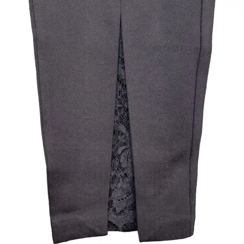 Susan Graver Occasions Regular Ponte Slim Leg Pants Lace Insert Black M A5542735