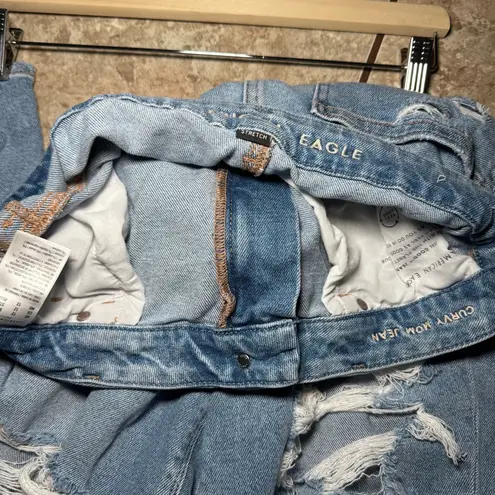 American Eagle  Womens Stretch Salty Air Curvy Mom Jeans Sz 12 Distressed