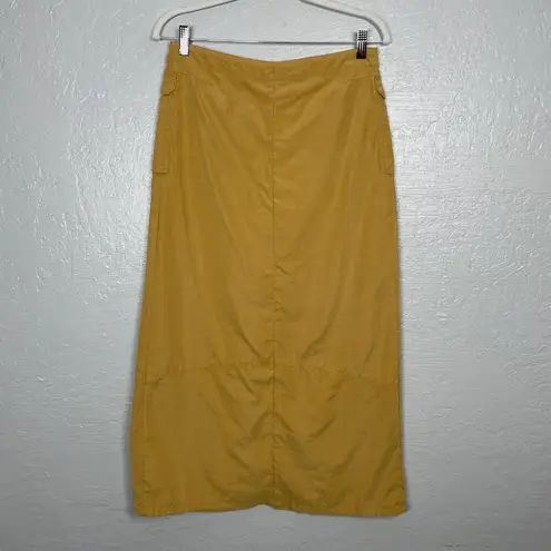 Patagonia  Women 6 Mustard Yellow Maxi Skirt Slit Pockets Outdoor Gorpcore