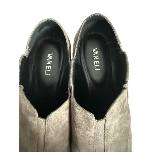 Vaneli Gray Suede Leather Wedge Booties Comfort Classic Minimalist Career 11M Size 11