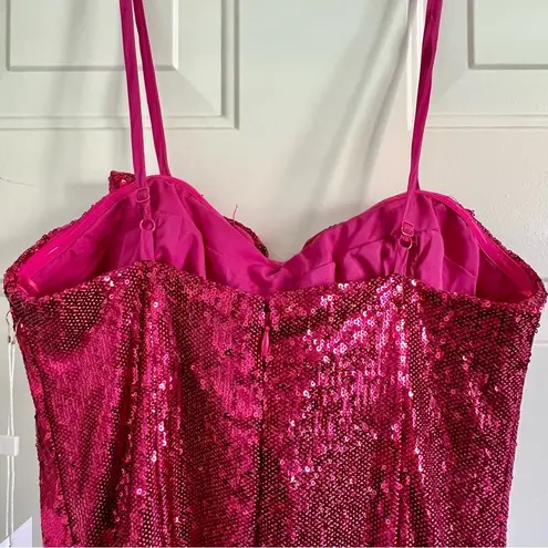 Torn By Ronny Kobo Lindsay Sequin Bow Mini Dress, Color Tulip Pink, Size M, NWT