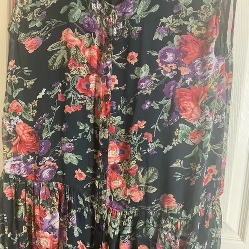 Nostalgia Floral Sleeveless Dress size large Blue