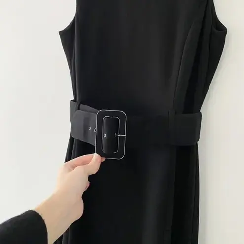 Calvin Klein Belted Midi Dress Black Size 12