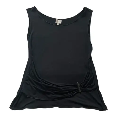 Armani Collezioni Armani black stretch sleeveless top, ladies 10 gathered drape belt detail knit