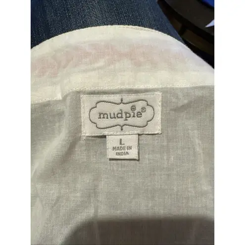 Mudpie tunic blouse top embroidered relax fit size L Cover Up Cotton White Size L