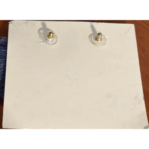 Stella & Dot Blue Ashton Beaded Tassel Statement Earrings 2.5" Long New on Card