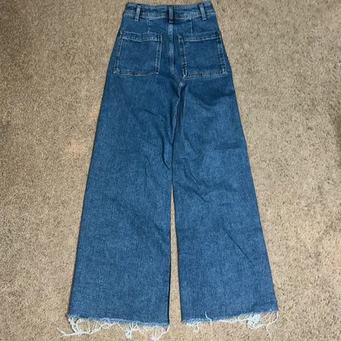 ZARA  Marine (Sailor) Wide Straight High Waisted Jeans Blue 2