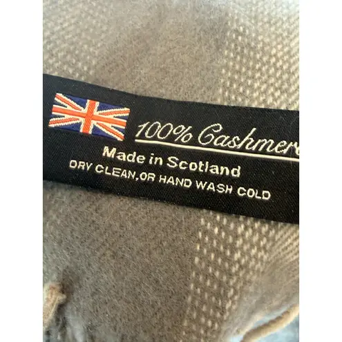 Scarf 100% Cashmere Scotland plaid Fringe Neck Wrap Neutral Tartan Unisex