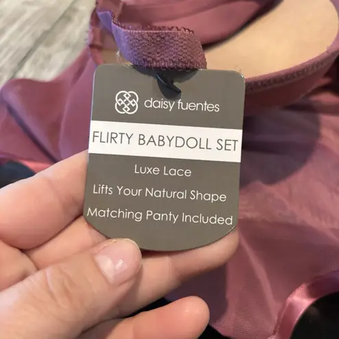 Daisy Fuentes Flirty Babydoll Set Mauvewood Lace Push