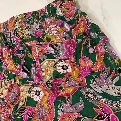 Coofandy Forest Green Pink Floral Paisley Print Flowy Shorts Women’s Size Medium