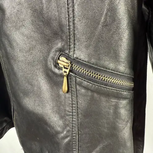 Valerie Stevens Vintage Lambskin Leather Belted Jacket in Black Size Medium